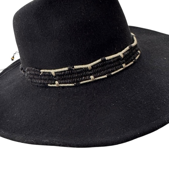 NWT Nikki Beach Wool Fedora Hat Western Boho Black UPF 50+ One Size main image 11